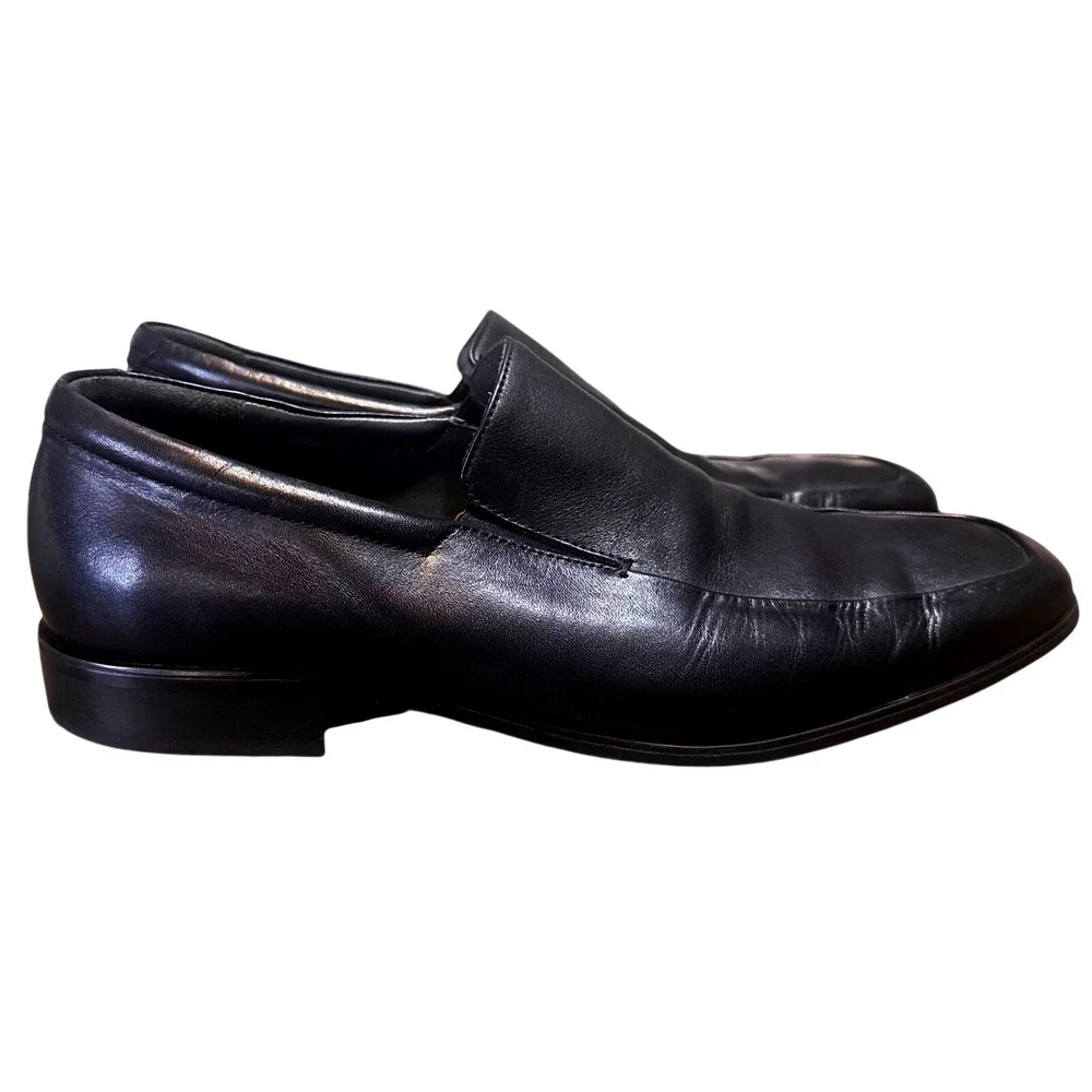 Calibrate Black Leather Slip On Loafers Dress Shoes Business Casual Mens Size 10